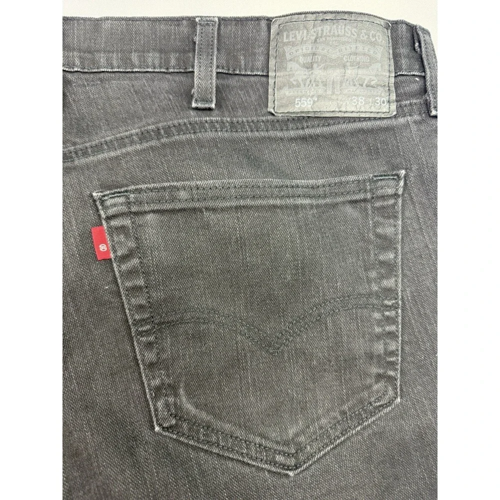 Levis 559 Mens‎ 38x30 Black Relaxed Straight Fit Jeans WaterLess
